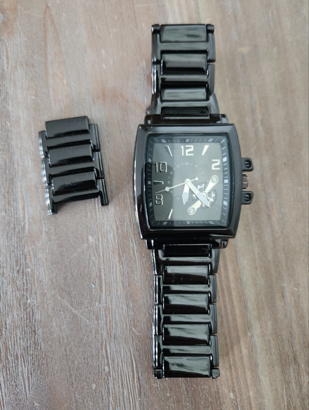 🖤 Merona Black Stainless Steel Men's Fashion Watch | Extra Links Included